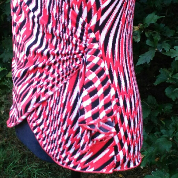 Worthington Orange Print Wrap Top Blouse Sz S - Picture 4 of 8